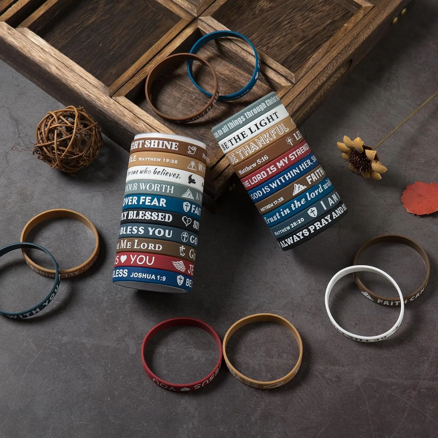 Bible Verse Bracelets – 20 Pcs Silicone Bracelets Bulk Jesus Bracelets – Cute Christian Bracelet Colored Wristbands – Comfortable and Lightweight – Perfect Religious Gifts for Men, Women
