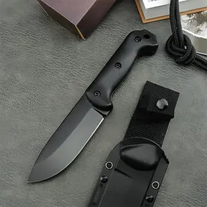 Black Fixed Blade Knife 8Cr13Mov Blade Nylon Braided Handle EDC Outdoor Camping Fishing Multi-functional Tool Withsheath