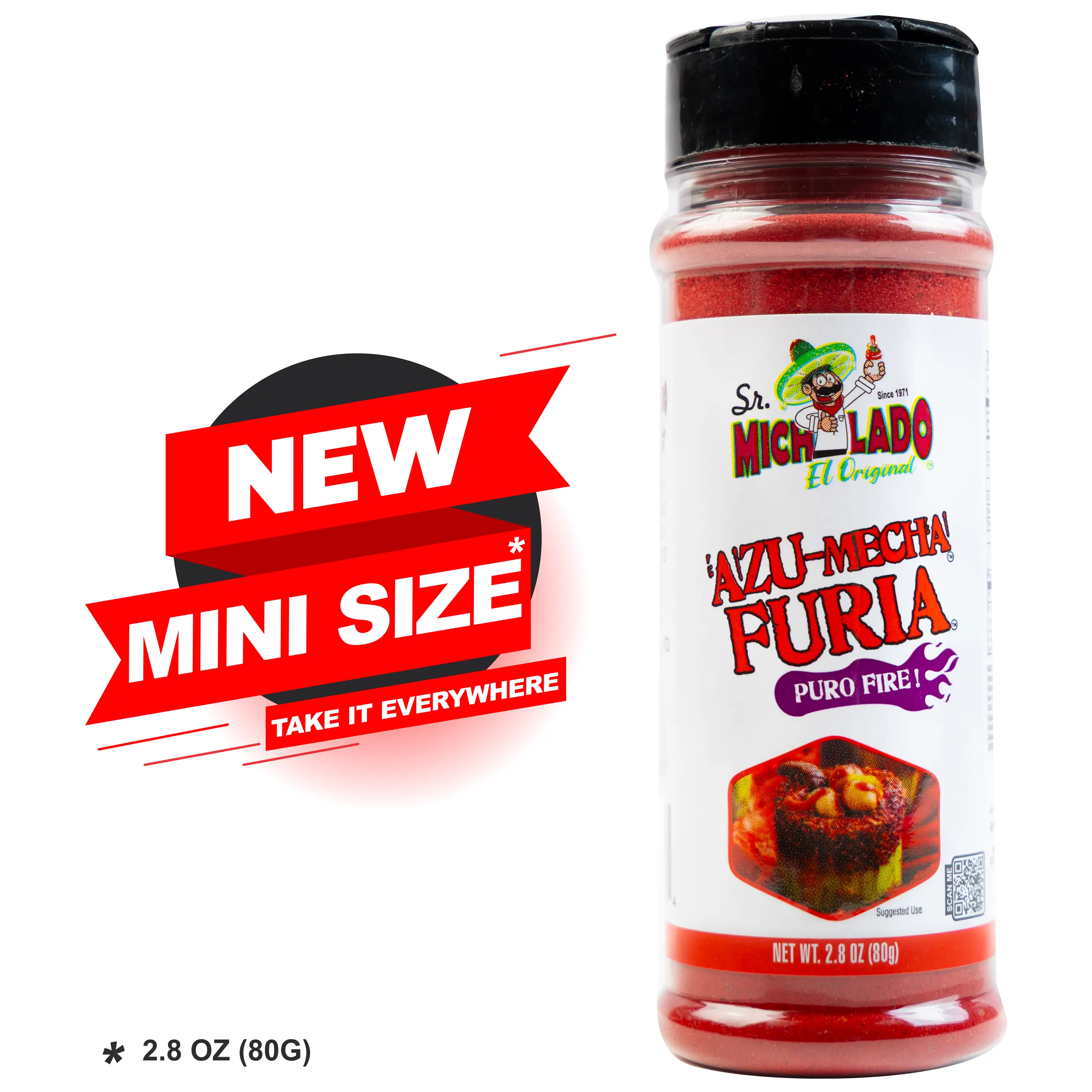 MINI Size Azu-Mecha FURIA Snack Seasoning - Sr. Michelado - Bottle Snack Flavor powder Spicy Chili Flavorful Spice Blend