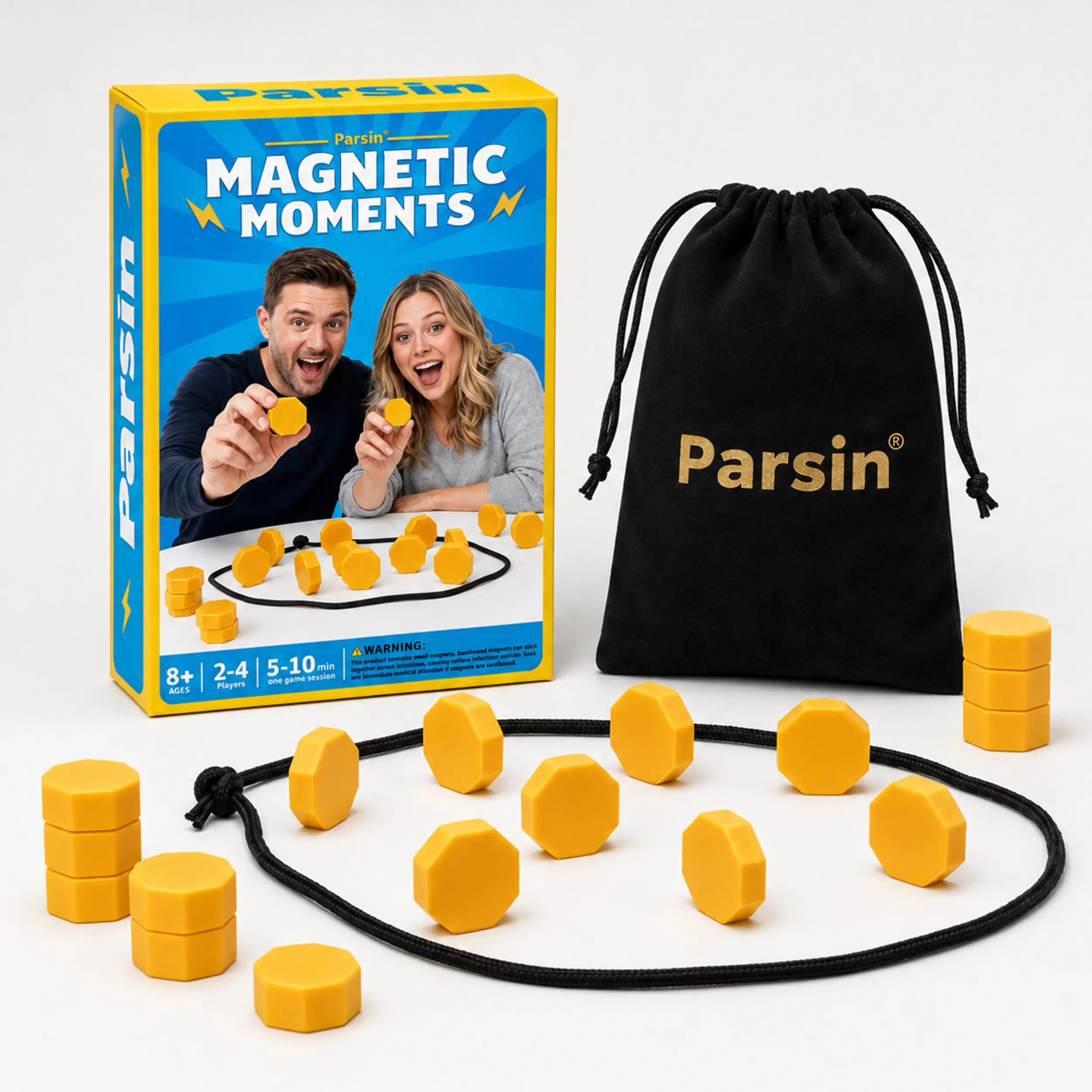 Portable Upgraded Magnetic Chess Game with bonus cards - Updated Set with 20 Magnets, Travel Pouch, Perfect for Kids & Adults by Parsin (Come with 3 Versions)