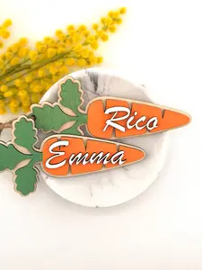 Personalized Carrot Easter Basket Tag, Custom Wood Name Ornament, 3D Laser Cut Easter Decor