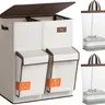 SOLEDI 180L Compartmentalized Sturdy Laundry Basket - 4-Section Box with Lid, Removable Bag, Pocket, Casual Home Storage for Delicates & Socks, Household Items for Laundry Room/Bedroom, Beige, Large Households