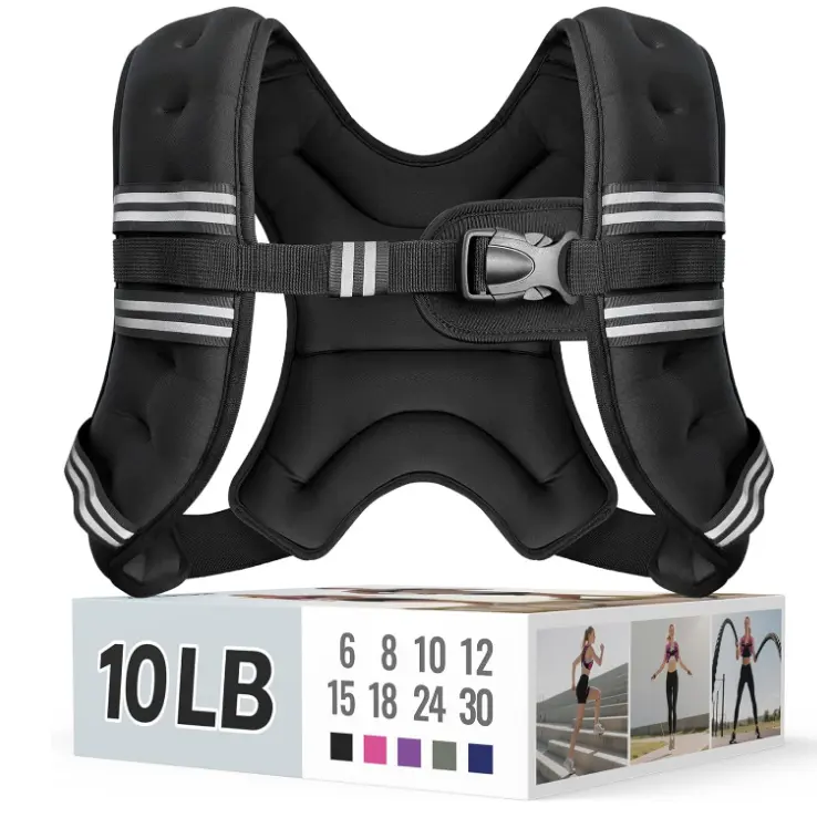 Zeerun Weighted Vest with Reflective Stripe and Adjustable Buckle
