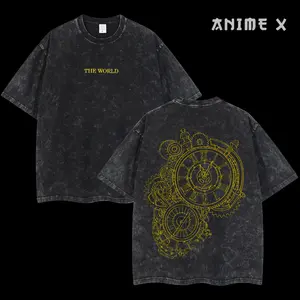 Retro Heavy Limited JoJo's Bizarre Adventure Anime Double Printed Vintage Oversized Washed Tee Unisex Oversize Anime Manga Washed Heavyweight Cotton T-shirt, Gift For Anime Fan, Anime Lover