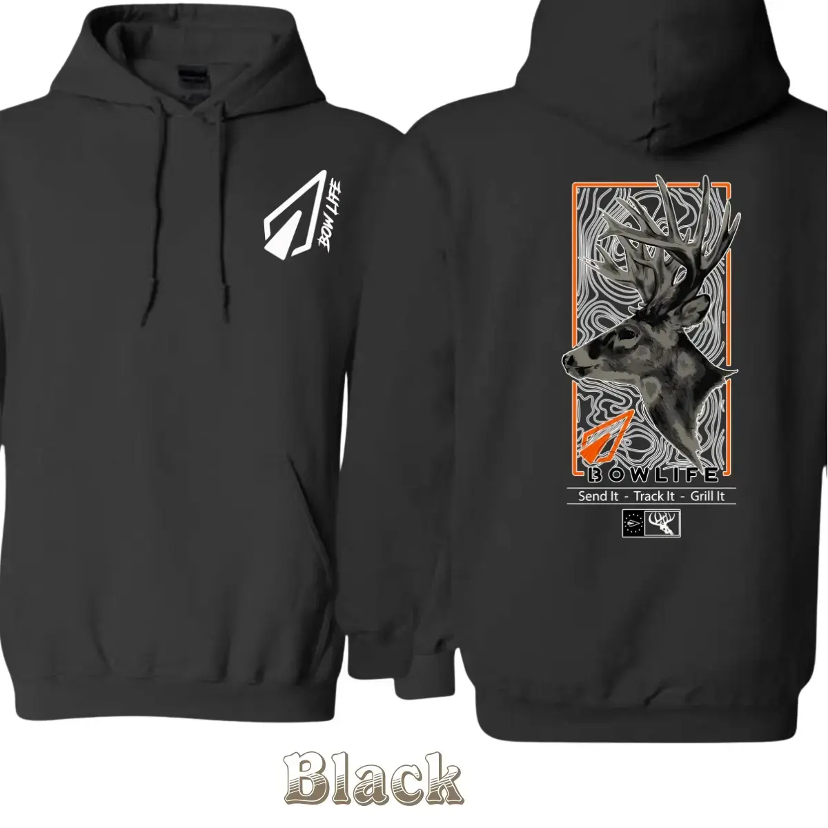 Bowlife Hunting Deer Hoodie, Archery Hunter Pullover, Buck Antler Hunting Gift, Perfect Fall and Winter Outfit Casual Classic Tops, Menswear Graphic Tee