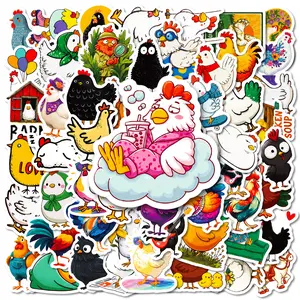 56pcs Funny Chicken Graffiti Series Stickers, Sticker Decals, Suitable for Faith Based Designs Such As Scrapbooks, Diaries, Laptops, Water Bottles, Cars, Etc., As Gifts with Positive Information