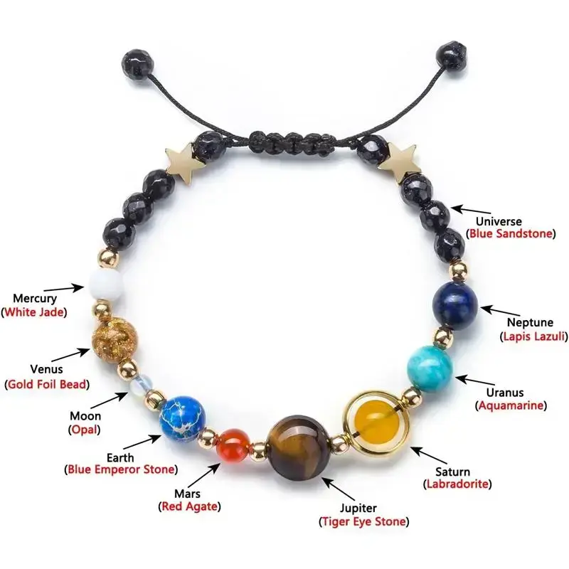 Women Solar System Bracelet Universe Galaxy The Eight Planets Guardian Star Natural Stone Beads Bracelet Bangle Gifts for Girls Women Solar System Bracelet Universe Galaxy The Eight Planets Guardian Star Natural Stone Beads Bracelet Bangle Gifts for Girls