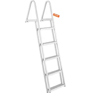 Summervibes VEVOR Removable Dock Ladder 5 Steps, 350 lbs Load Capacity, Pontoon Boat Ladder with 4'' Wide Step Nonslip Design for Ship/Lake/Pool/Marine Boarding