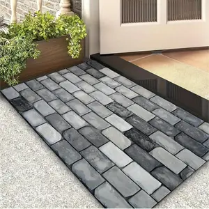 Stone Wall Pattern Welcome Door Mat, Non-slip Indoor Outdoor Entrance Door Mat, Decorative Carpet for Home Living Room Bedroom Kitchen Balcony, Bath