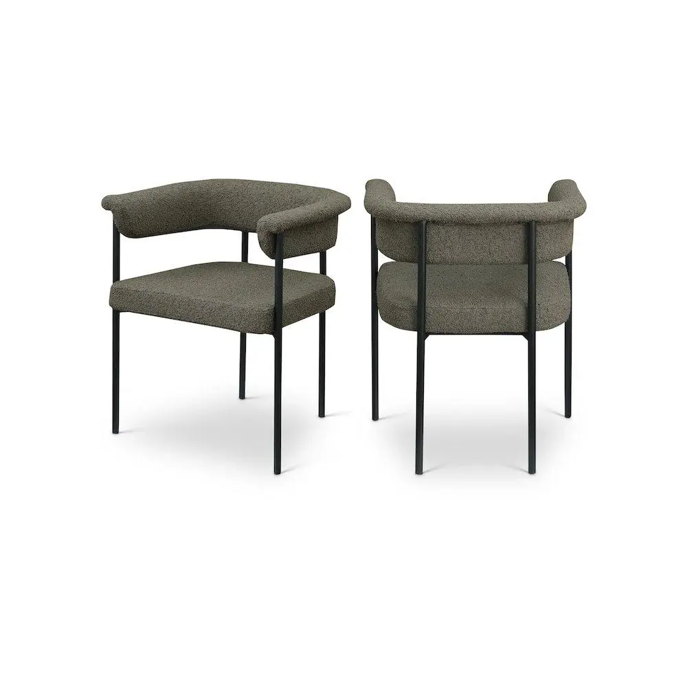 Malin Olive Boucle Fabric Dining Chair, Set of 2