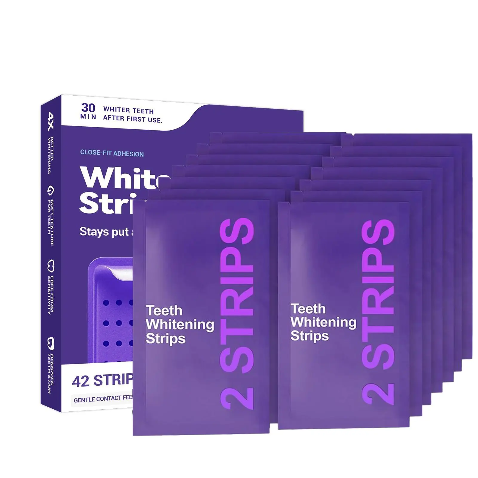 Teeth Whitening Strips, Whitestrips, Gentle Cleaning for Tooth Plaque, Safe Enamel Protection, Non-Irritating, No Peroxide, Solid Form, Soft, Tooth Brightening Strips, Teeth Brightener, Teeth Whitener