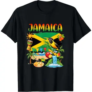 Jamaican Flag Outfit Men Women Novelty Jamaica Flag T-Shirt
