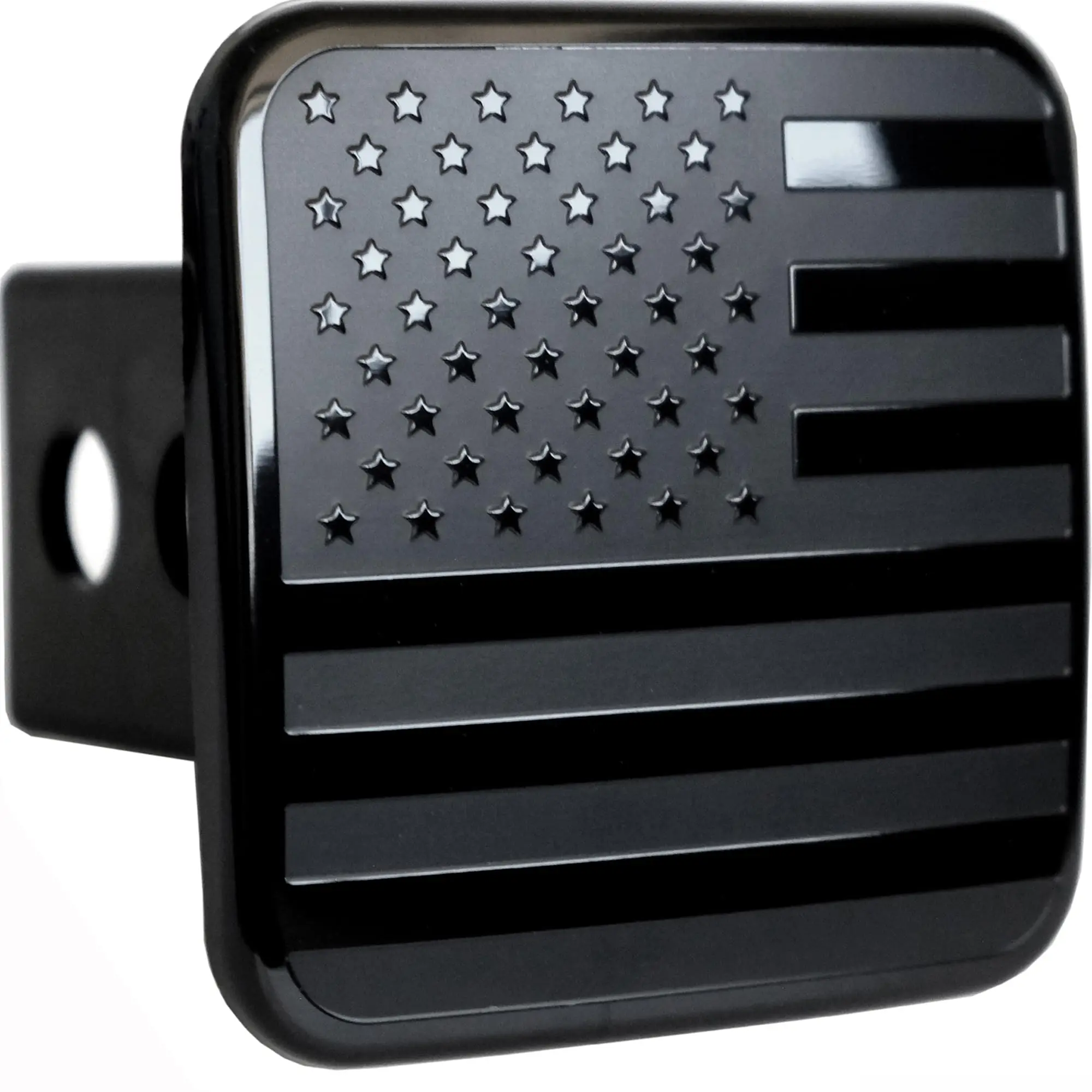 eVerHITCH USA Flag Metal Trailer Hitch Cover Plug with Pin Bolt (Fits 2" Receivers, Black)