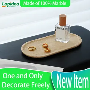 Lapidea Marble Travertine Tray - 100% Natural Marble Decorative Tray for Home Use One and Only Decorate Freely New Item