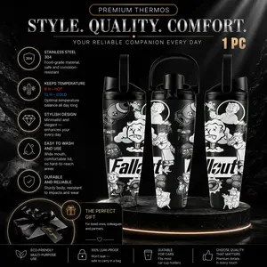 1pc 30.5oz Fallout Vault Boy Stainless Steel Tumbler with Handle & Dual Drink Lid, SUS304 Insulated Water Bottle, Leakproof Travel Mug for Gamers, Keeps Cold/Hot, Odorless, Perfect Post-Apocalyptic Fan Gift