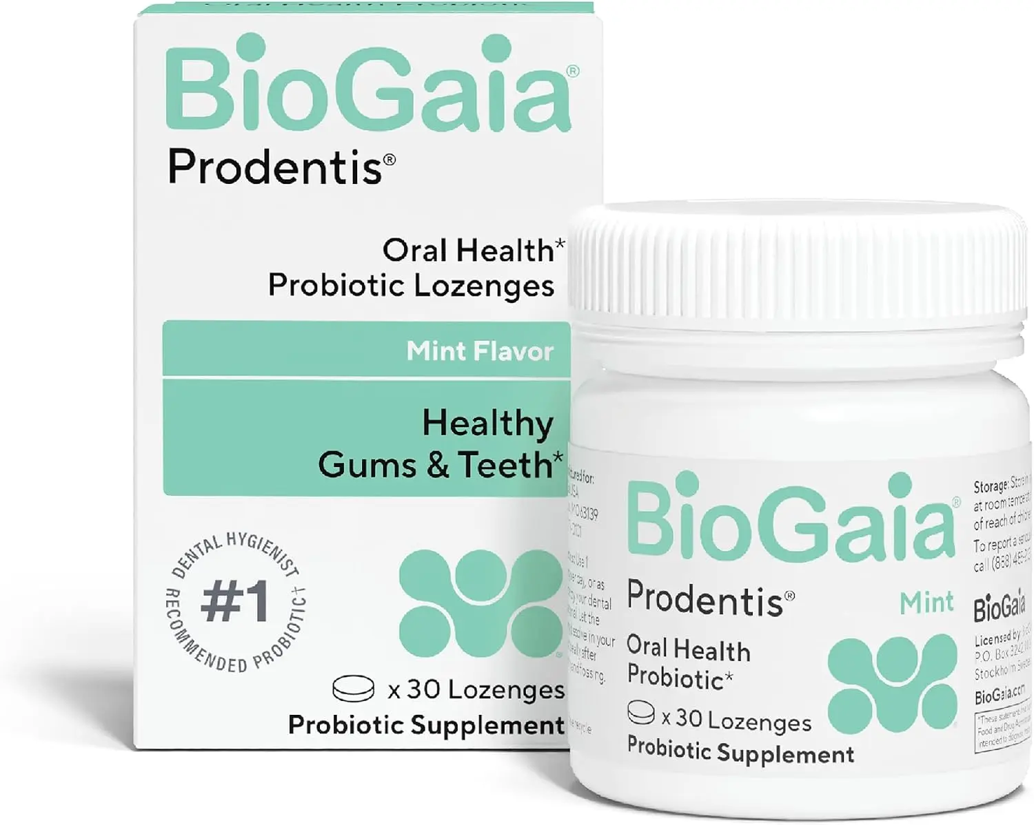 BioGaia Prodentis | Oral Probiotics | Promotes Healthy Gums & Teeth | Defends Against Bad Breath & Dental Problems | Improves Oral Health | Mint Flavored | 30 Dental Probiotic Lozenges