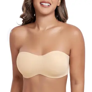 HACI Women's Unlined Strapless Bra for Plus Size Minimizer Seamless Underwire Large Bust Bandeau