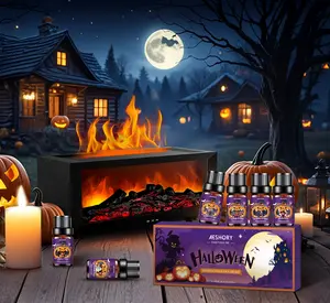 Halloween Fragrance Oil Set with Fireplace Diffuser – Essential Oils for Home Diffusers, Scented Oils Gift Set for Candle & Soap Making – Trick or Treat, Zombie's Garden, Creepy Carnival, Headless Horseman, Scarlet Witch, Ghost