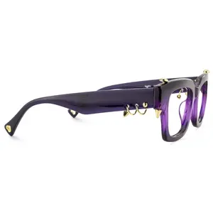 Sabrina Pierced Purple Rectangle Glasses
