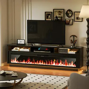 【2 Packages Shipping】Dragosum 70" Fireplace TV Stand,  LED Light Entertainment Center,  TV Console for The Living Room, Storage Cabinet, Media Console Table, Suitable for TVs Up to 80" with 64" Electric Fireplace