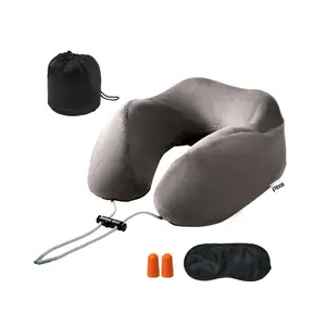 VEVOR Travel Pillow,  Neck Pillow for Traveling, Upgraded Bamboo Charcoal Memory Foam Travel Neck Pillow with Eye Mask, Earplugs and Storage Bag, Suitable for Plane Car Home Recliner Use(Dark Gray)