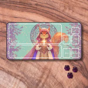 MTG Playmat with Zones, Pretty Squirrel Wizard Themed TCG Playmat, Unofficial MTG Play mat, Trading Card Game Accessories, Gifts for Gamers, Gaming Mouse Pad Desk Mat