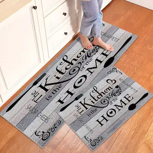 1/2/3pcs Trimmable Kitchen Rugs, Retro Letter "The Kitchen Is The Heart Of The Home" Decorative Floor Mat, 3D Pineapple Texture Anti-Slip Wear-Resistant Kitchen Carpet, Easy To Clean, Suitable For Bedroom, Door, Bathroom Entrance, Laundry Room