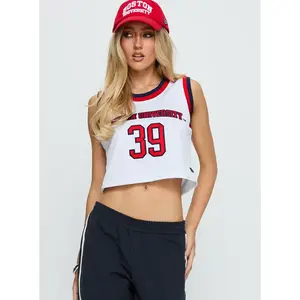 BU Cropped Basketball Jersey Tank White, Women's Athletic Crop Top, College Sports Fan Shirt, Game Day Outfit Gift