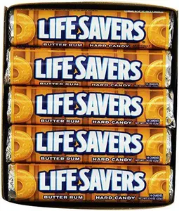 Life Savers Butter Rum Hard Candy 1.14 oz, 20 Count Classic Ring-Shaped Hard Candy Rolls