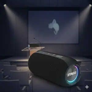 Portable Bluetooth Speaker with Bass, TWS Pairing, RGB Lights, 5000mAh Battery, Waterproof, Bluetooth 5.2, DSP Sound, 360° Surround Light, for Indoor Outdoor Party Shower Entertainment.