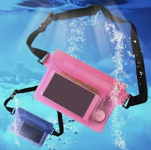 Waterproof Waist Pouch Bag 2-Pack Underwater Dry Case Cover Fanny Pack for Swimming & Outdoor Activities Adjustable Strap PVC Material