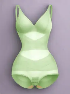 Women's Sheer Mesh Bodysuit High Elastic Breathable Fabric V Neck Full Body Shaping Underwear, Casual All Season Wear, Shapewear