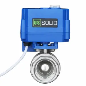 U.S. Solid Motorized Ball Valve 1" Stainless Steel Manual Function Full Port 9-24V AC/DC 2 Wire Auto Return
