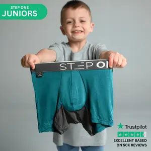Step One Junior Trunk - Smashed Avo, Anti-Chafe, Breathable Bamboo Fabric, UltraGlyde Panels, Hidden Elastic Pouch, Premium Underwear, Athletic Daily wear