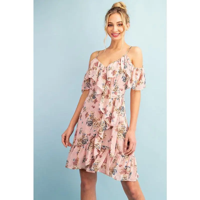 Eesome Adeline Floral Wrap Dress - Blush