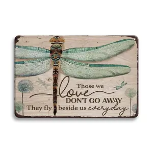 Vintage Dragonfly Pattern Metal Wall Poster, 1 Count Retro Funny Hanging Tin Plate, Metal Wall Decor for Home, Bar and Yard