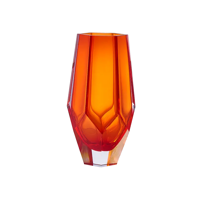 LUXMOOD A Song of Ice and Fire Handmade Glass Vase Blaze Orange Geometric Ornaments High-Class Flower Vase for Home Interior Decor 390mm x 170mm