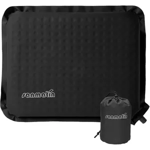 Inflatable Self-Inflating Foam Seat Cushion Portable Seat Pad for Camping Backpacking Sports Events Traveling Bleacher, 1 Piece Black