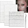 Silver Self-Adhesive Fake Piercing Face Stickers, Fake Lip, Nose & Eyebrow Piercing Studs, Cool Punk Y2k Halloween Makeup for Women and Men, Faux Body Piercing Decor, Versatility