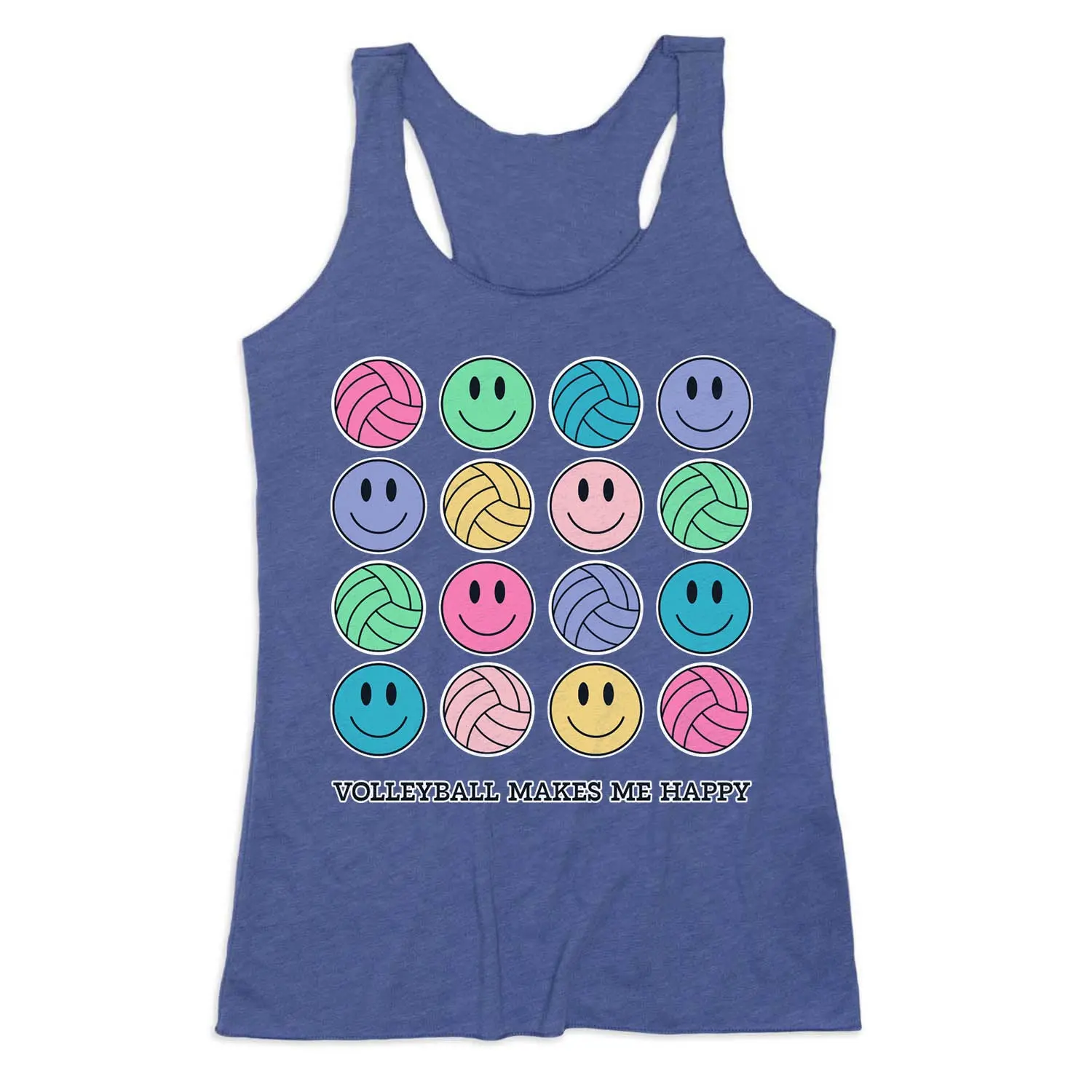 Volleyball Women's Tank Top, Fitted Tri-blend Racerback Athletic Apparel, Volleyball Makes Me Happy Graphic for Players, Sports Vest Top, Gym Apparel, Fitness Outfit, Gym Outfits, Women's Clothes, Female