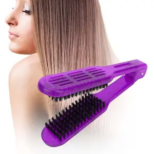 Double Sided Hair Straightening Brush, V-Shape Bristle Detangler for Reducing Split Ends and Styling