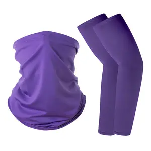 Summer Sun Protection Arm Sleeves and Ice Silk Headscarf Set Cycling UV Protection Arm Guards and Neck Warmer for Men Women Outdoor Sports