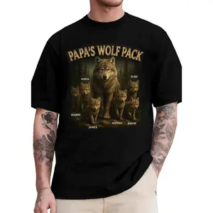 Pawfect House Papa’s Wolf Pack Personalized Shirt, Father's Day Shirt, Gift for Dad, Gift for Men, Trending T-shirt