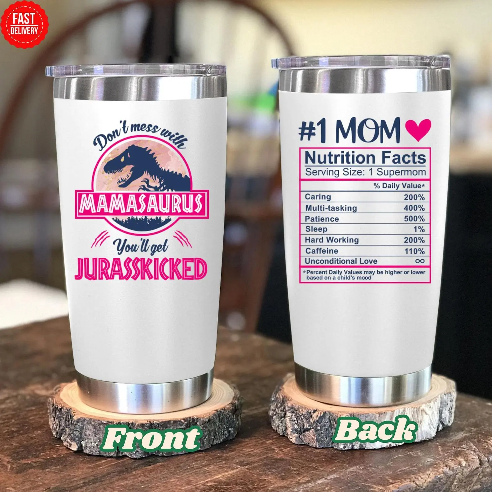 Funny Mom Gift Mamasaurus Tumbler 20oz, Mothers Day Cup Gifts for Mom, Birthday Mug