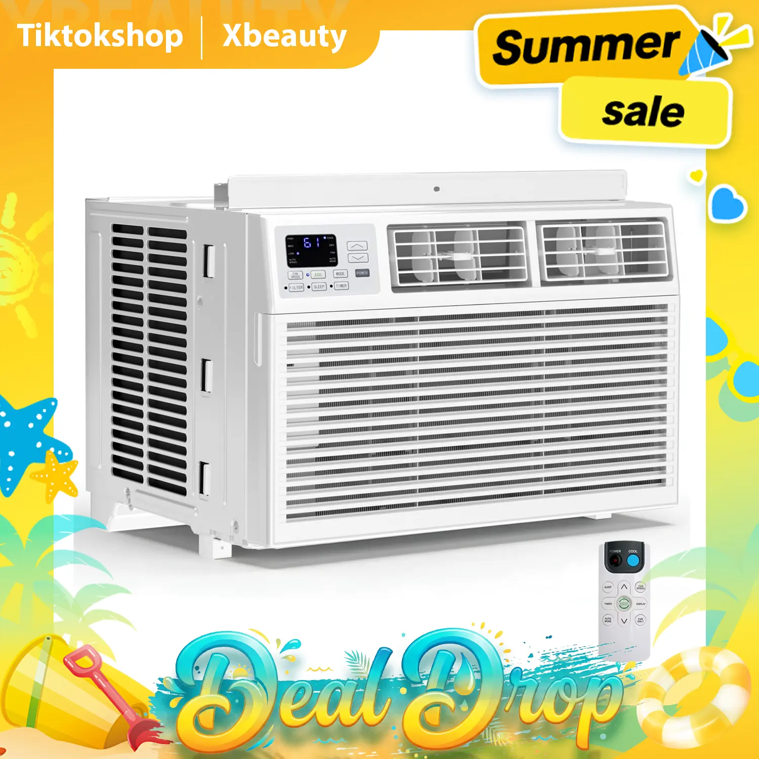 14,000 BTU Window Air Conditioner, 3-in-1 AC Unit with Dehumidifier for Large Room/Living Room Up to 700 Sq. Ft, Quiet & Energy Saving Window AC with Remote, 4 Fan Speeds, 24H Timer