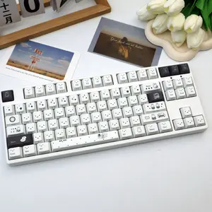 138 Key Cute Bunny Pbt Keycaps, Cherry Style Side-Printed Semi-Transparent, Dye Sublimation, Compatible with Mx Axes, Fits 61/64/68/87/96/104/108 Keyboards