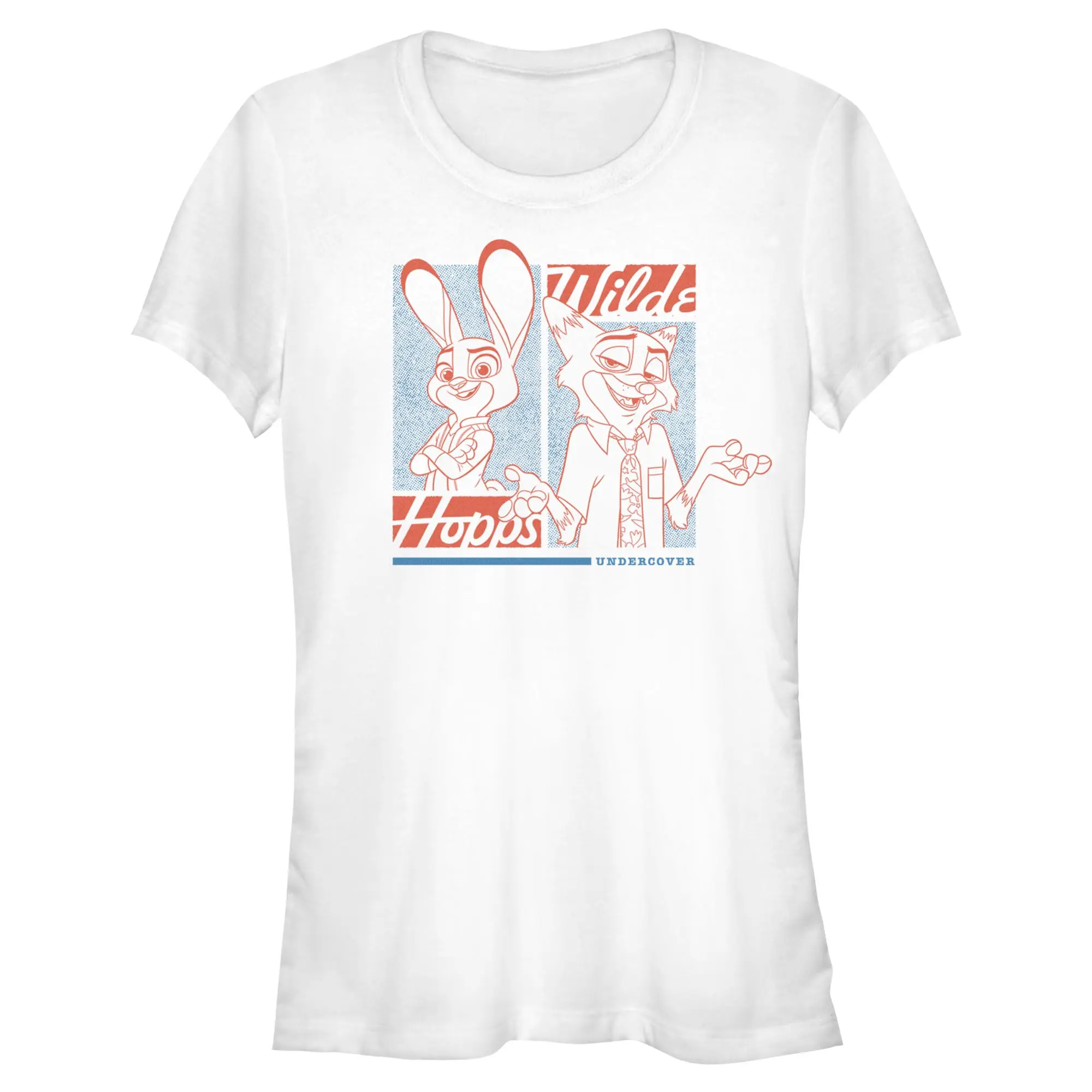 Women's Short-Sleeve Casual Round Neck Printed Zootopia 2 Judy Hopps and Nick Wilde Undercover T-Shirt