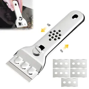 Stainless Steel Razor Blade Scraper Tool, Razor Scraper Set with Extra 5Pcs Razor Blades -Cleaning Shovel, Cleaning Scraper Tool, Cooktop, Paint, Glass Scraper