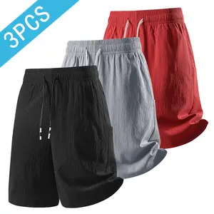 Men’s solid color spliced drawstring waist shorts; loose fit casual shorts with large pockets and elastic waistband; men’s summer everyday bottoms; casual sports shorts; summer fashion ruched shorts.