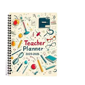 2026 Teacher Planner, Colorful School Doodle Spiral Notebook, Organize Your Teaching Schedule, Perfect Gift for Teachers